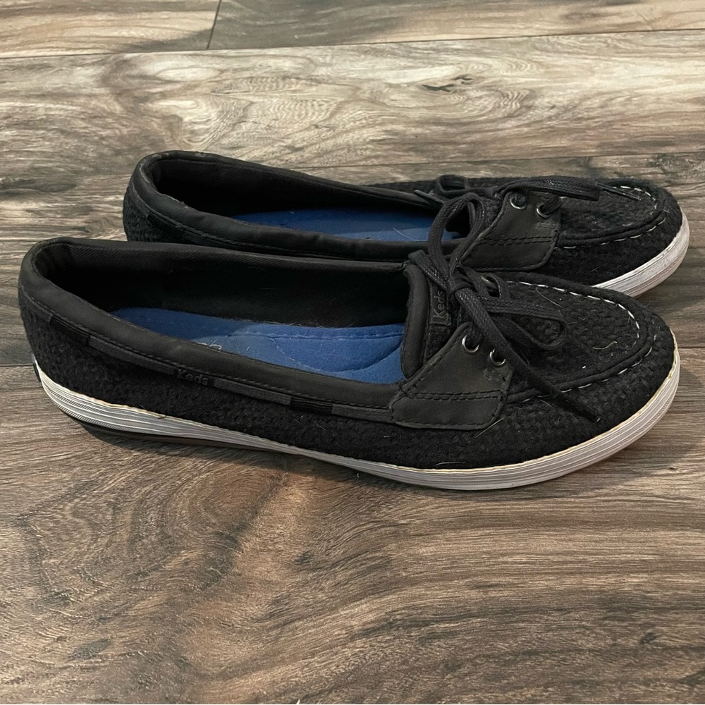 Keds Womens Ortholite Slip on Boat Shoes Black Size 9 WF53370